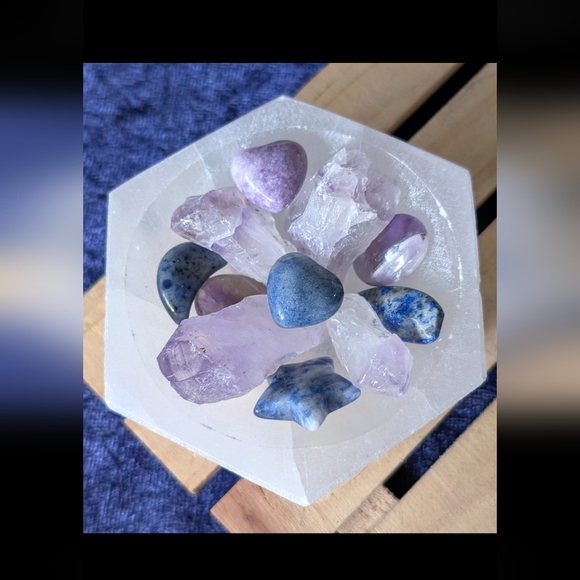 ☪️✨Mindful Communication Bowl ☪️ Blue & Purple ✨Amethyst + Aventurine & Lapis - Picture 8 of 8